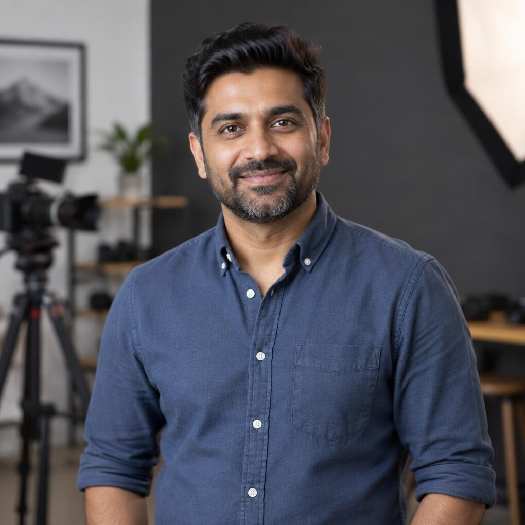 Portrait of a male camera framing instructor